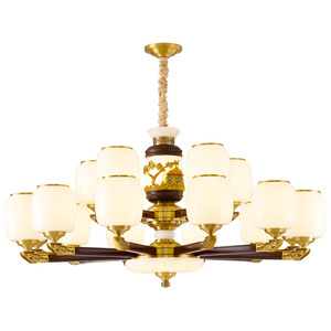 Chinese Style Chandelier Led <b>Light</b> Solid Wood Round Multi Head <b>Ceiling</b> Lamp For Living Room Dining Room Home Decor - Product Image 4