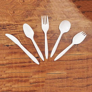 Vaisselle jetable biodégradable personnalisée en amidon de maïs, couteau, fourchette, cuillère de 15 cm (6 pouces) – Vente en gros - Product Image 1