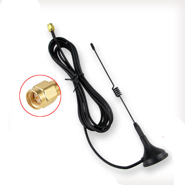 hot sell High gain SMA male wifi 433mhz antenna GSM sucker antenna with 3 meters rg174 cable