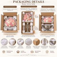 Arrangement de fleurs artificielles en soie rose clair fait main, Delphinium, Calla Lily, support en métal cristallin, décoration de mariage et de banquet