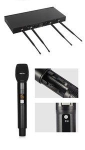 Micrófono Inalámbrico UHF Profesional <span class=keywords><strong>de</strong></span> <span class=keywords><strong>Mano</strong></span> <span class=keywords><strong>de</strong></span> 4 Canales, Micrófono Dinámico para Actuaciones en Escenarios <span class=keywords><strong>de</strong></span> Iglesias, Micrófonos, Micrófono - Product Image 5