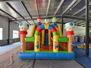 บ้านลมเป่าลมขนาดใหญ่รูปซูเปอร์<span class=keywords><strong>มาริ</strong></span><span class=keywords><strong>โอ</strong></span> พร้อมแทรมโพลีนและสไลเดอร์คู่สำหรับงานปาร์ตี้ พร้อมเครื่องเป่าลม - Product Image 1