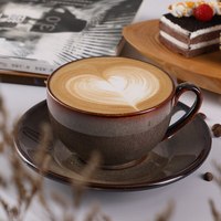 EKA – tasse en céramique, faite à la main, 10oz, personnalisée, tasse à café et soucoupe, thé de l'après-midi, tasse rétro en grès