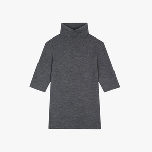 GUOOU Design <strong>Turtle</strong> <strong>Neck</strong> Knitted <strong>Top</strong> Ribbed Women Wool Cashmere Jumper Short Sleeve Turtleneck Sweaters - Product Image 3