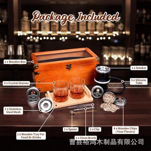 Kit para ahumar cócteles, caja de madera con pistola de humo y virutas de madera para cócteles de whisky, herramientas de coctelería, estilo vintage, reutilizable - Product Image 4