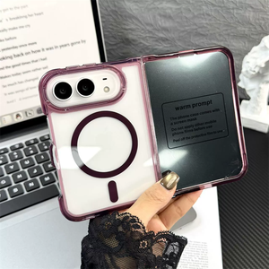 เคสแข็งแม่เหล็กสำหรับไอโฟนดูโอ,ฝาครอบแยกส่วน 2-in-1 โปร่งใสสูง, เคสโทรศัพท์แบบพับได้ป้องกันการกระแทกแบบมินิมอล - Product Image 1