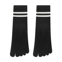 Chaussettes de sport professionnelles antidérapantes en coton uni à cinq doigts pour yoga et Pilates, avec points de grip pour le sol