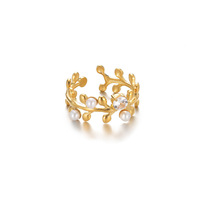 Anneau haut de gamme doré à vent de luxe transfrontalier ouvert une bouche Style acier inoxydable perle anneaux Options bijoux irréguliers fins