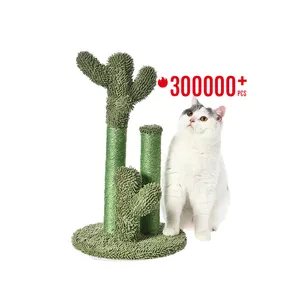 Poste rascador de árbol para gatos, venta al por mayor, suministros para mascotas, poste de árbol de gato de Cactus de sisal Natural 100% con etiquetas privadas personalizadas - Product Image 1