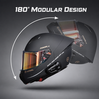 Casque de moto intégral pour hommes et femmes, casque de moto Bluetooth, casque de sécurité pour moto électrique d'hiver avec spoiler