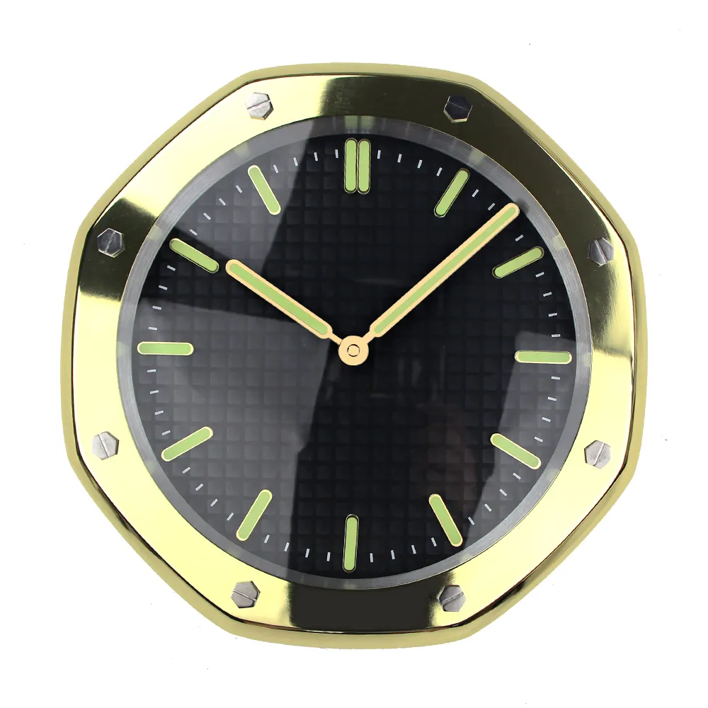 Orologio da parete da polso orologio rotondo forma di orologio orologi da parete orologio moderno 3d luminoso Reloj Pared Horloge quarzo dorato soggiorno analogico