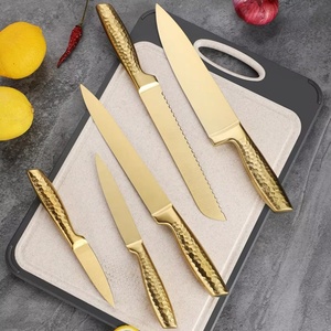 High Quality Titanium-coated Stainless Steel Kitchen <b>Knife</b> <b>Set</b> Gold Kitchen <b>Knife</b> with <b>Knife</b> Holder - Product Image 3