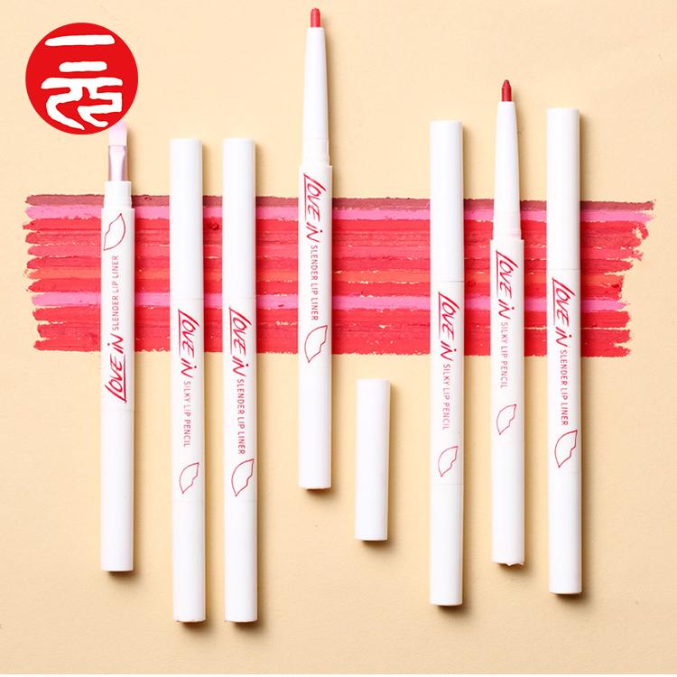 Оптовая продажа, белый карандаш, шелковистый выдвижной автоматический матовый водонепроницаемый карандаш с кисточкой для губ, Контурный карандаш для губ