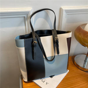 设计师女士PU皮革手提包手提包对比色夏季系列-中国低价批发 - Product Image 6