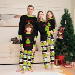 2024 européen américain hiver <span class=keywords><strong>petit</strong></span> monstre lettre fauve noël famille correspondant imprimé vêtements de détente - Product Image 2