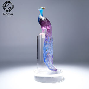 고대 스타일 Liuli 공작 장식 다채로운 새 입상 홈 장식 거실을위한 예술 선물 - Product Image 3
