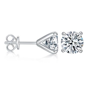 Ruizuan 8mm Moissanite Brilliant Cut Cross Design Unisex Stud Earrings Party <b>Silicone</b> Gold Plated Rhodium Plated Rose Gold - Product Image 1