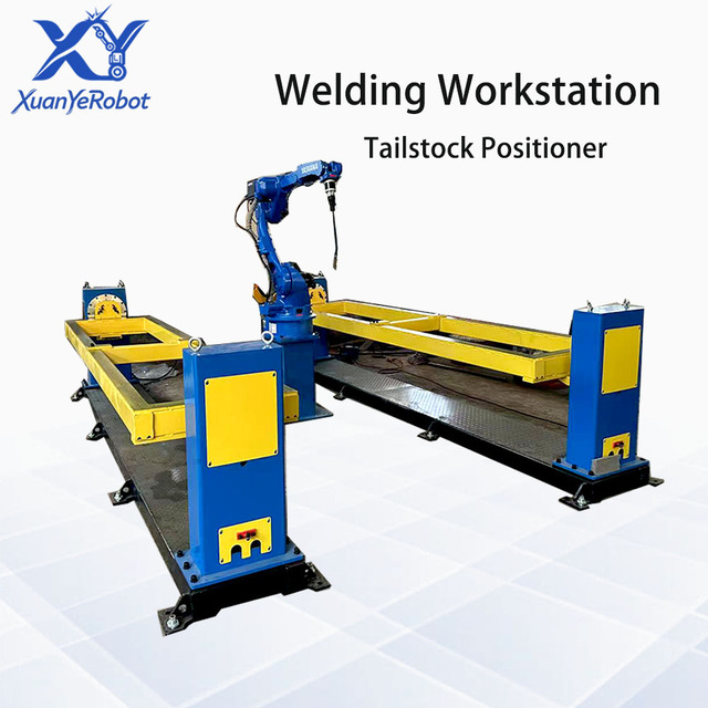 Dual Station Headstock Tailstock Positioner Gas Shielded Welding Cell 6 Axis Automatic Welding Robot
