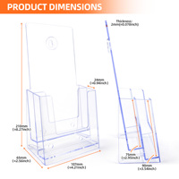 Porte-brochures de 4 pouces de large Porte-brochures en plastique Support mural transparent pour comptoir Organisateur de littérature