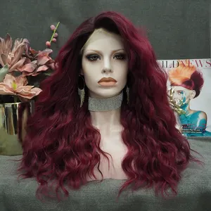 Synthetic front lace wig natural curly heat resistant beauty