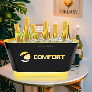 Grand seau à glace en acrylique de luxe de 16 L avec éclairage LED, grande capacité, logo personnalisé, refroidisseur de bouteilles pour discothèque, bar, salon, événements festifs - Product Image 1