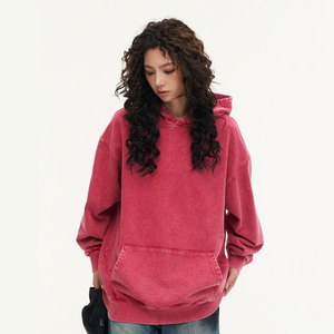 <span class=keywords><strong>Felpa</strong></span> <span class=keywords><strong>con</strong></span> <span class=keywords><strong>Cappuccio</strong></span> Unisex Oversize in Stile Vintage Americano, 100% Cotone 425GSM Lavato e Invecchiato, Tessuto French Terry a Doppia Torsione - Product Image 3