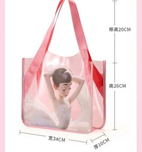 Bolso Tote Transparente con Estampado de Letras, Bolso de Hombro de PVC Transparente, Bolso de Viaje Tipo Jelly, Bolsos de Baile para Niños - Product Image 2