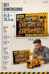 Camion de chantier en plastique moulé sous pression, modèle de grue et de bétonnière - Product Image 4