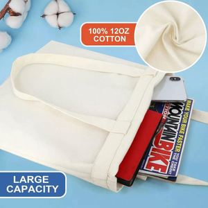 Sac fourre-tout en toile de coton imprimé sur mesure, sac à bandoulière bio recyclé en usine avec motif de lettres et logo, idéal pour le bricolage - Product Image 4