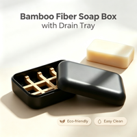 SANS PLASTIQUE Porte-savon de douche en fibre de bambou écologique Boîte à shampoing de voyage avec couvercle