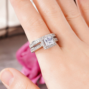 Elegante Set di Anelli Geometrici a Due Pezzi per Donne, Gioielli di Lusso per Matrimoni e Moda - Product Image 2
