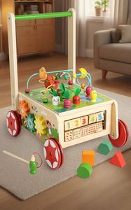 Cubo de Actividades de Madera 9 en 1 <span class=keywords><strong>para</strong></span> Niños de 1 Año en Adelante, <span class=keywords><strong>Carrito</strong></span> de Empuje <span class=keywords><strong>con</strong></span> Bloques, Andador de Madera <span class=keywords><strong>para</strong></span> Bebés <span class=keywords><strong>con</strong></span> Laberinto de Cuentas - Product Image 2