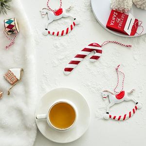 Petit pendentif en fer forgé, Père Noël avec canne et tambour, élégant ornement de Noël à suspendre pour figurine de Père Noël, jouet, décoration de boîte cadeau - Product Image 3