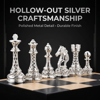 Jeu d'échecs de luxe en laiton massif, pièces métalliques ajourées, plateau en bois pliable, jeu de table haut de gamme pour collection, cadeau, vente en gros