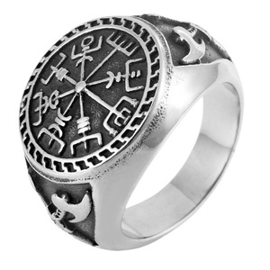 yunnique Men's Viking Style <b>Titanium</b> Steel <b>Ring</b> Silver Cross Geometric Design Gift Jewelry - Product Image 5