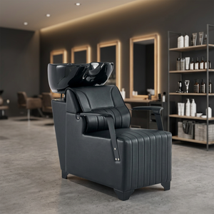 New model simple black shampooing <b>bed</b> with ceramic basin specially designed for beauty salons and semi-reclining water-filling - Product Image 2