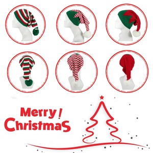 Cappello Natalizio <span class=keywords><strong>per</strong></span> Adulti Stile Elfo e Babbo <span class=keywords><strong>Natale</strong></span>, Lavorato a Maglia con Strisce Rosse e Verdi, Buon <span class=keywords><strong>Natale</strong></span> e Felice Anno Nuovo - Product Image 4