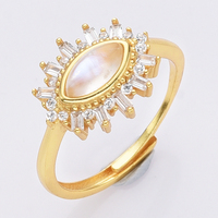 Vente en gros plaqué or personnalisé bague femme en argent sterling 925 pierre de lune bague bijoux mauvais œil