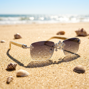 Gafas de Sol Rectangulares Sin Montura, Lentes con Gradiente Anti-Reflejante, Protección UV, Alta Calidad, Estilo Lujoso Unisex para Playa, Adultos - Product Image 5