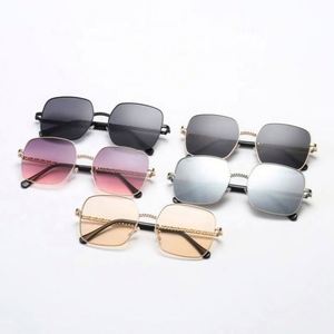 2019 Best Quality Vintage Metal <b>Chain</b> Frame <b>Mirror</b> Ladies Shades square Sunglasses - Product Image 5