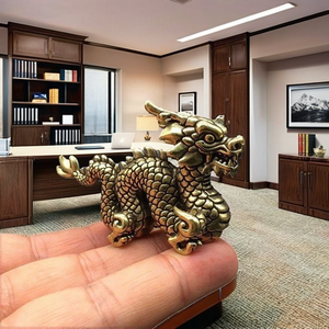 मिनी पीतल लोंग प्रतिमा धातु ड्रैगन मूर्तिकला शिल्प कास्टिंग तकनीक पशु विषय आभूषण के लिए थोक - Product Image 2