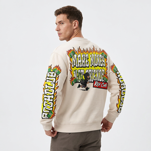 Custom Slogan Print Streetwear Crewneck Sweatshirt <b>Men</b> Long Sleeve Printed Cartoon Design O-Neck Regular Fit - Product Image 6