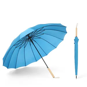 Japanese walking stick umbrellas pure color 16 ribs rain umbrella