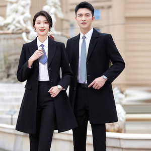 Uniforme de Recepcionista de Hotel para Hombre y <span class=keywords><strong>Mujer</strong></span>, Abrigo Largo y Delgado de Invierno, Cuello Alto, Grueso, 100% Poliéster, con Bolsillos - Product Image 1