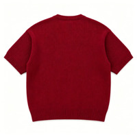 Pull en maille tricoté de qualité supérieure pour homme, col rond, manches courtes, broderie, pull en maille pour homme