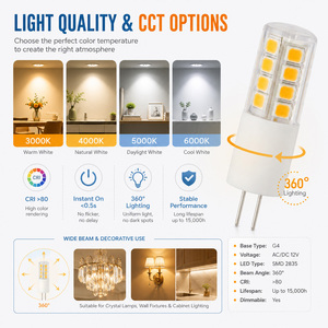 Ampoules en céramique G4 à 360 degrés, 2,5 W, 250-300 LM, AC DC 12 V, ETL CE RoHS, 15 000 h, garantie de 2 ans pour l'éclairage intérieur - Product Image 3
