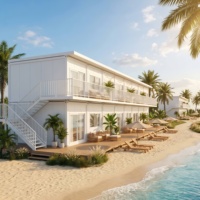 Maison conteneur modulaire préfabriquée et démontable avec un design moderne et respirant pour une maison de vacances écologique sur la plage