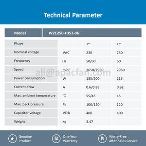 For W2E250-HJ52-06 250mm 230VAC 2650RPM 135W 0.6A Full <b>Metal</b> High Temperature Rittal Cabinet Axial Cooling <b>Fan</b> Ball OEM - Product Image 3