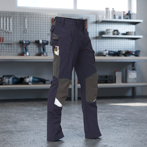 Pantalon tissé TTAKE style léger gris camouflage taille 2XL, délavage vieilli, anti-plis, logo personnalisable, décorations à fermeture éclair et plissées - Product Image 2