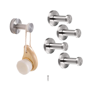 Set di 4 Ganci da Parete Multifunzione in Acciaio Inox 50mm per Asciugamani e Accappatoi, per Bagno e Cucina - Product Image 1
